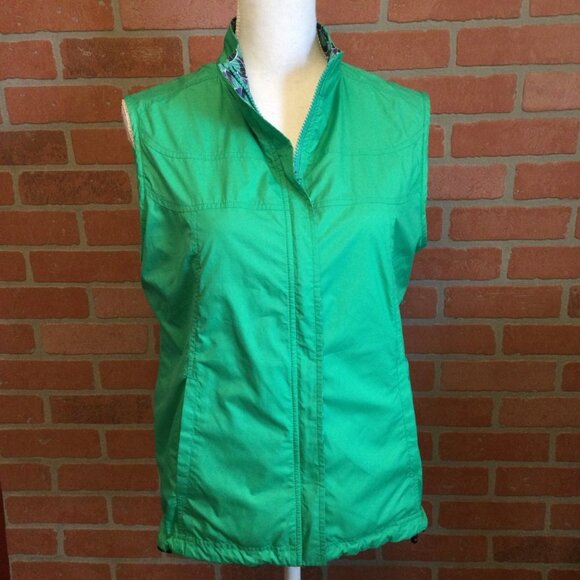 Peter Millar Women's reversible vest Size M Multi color peacock print - Picture 4 of 11